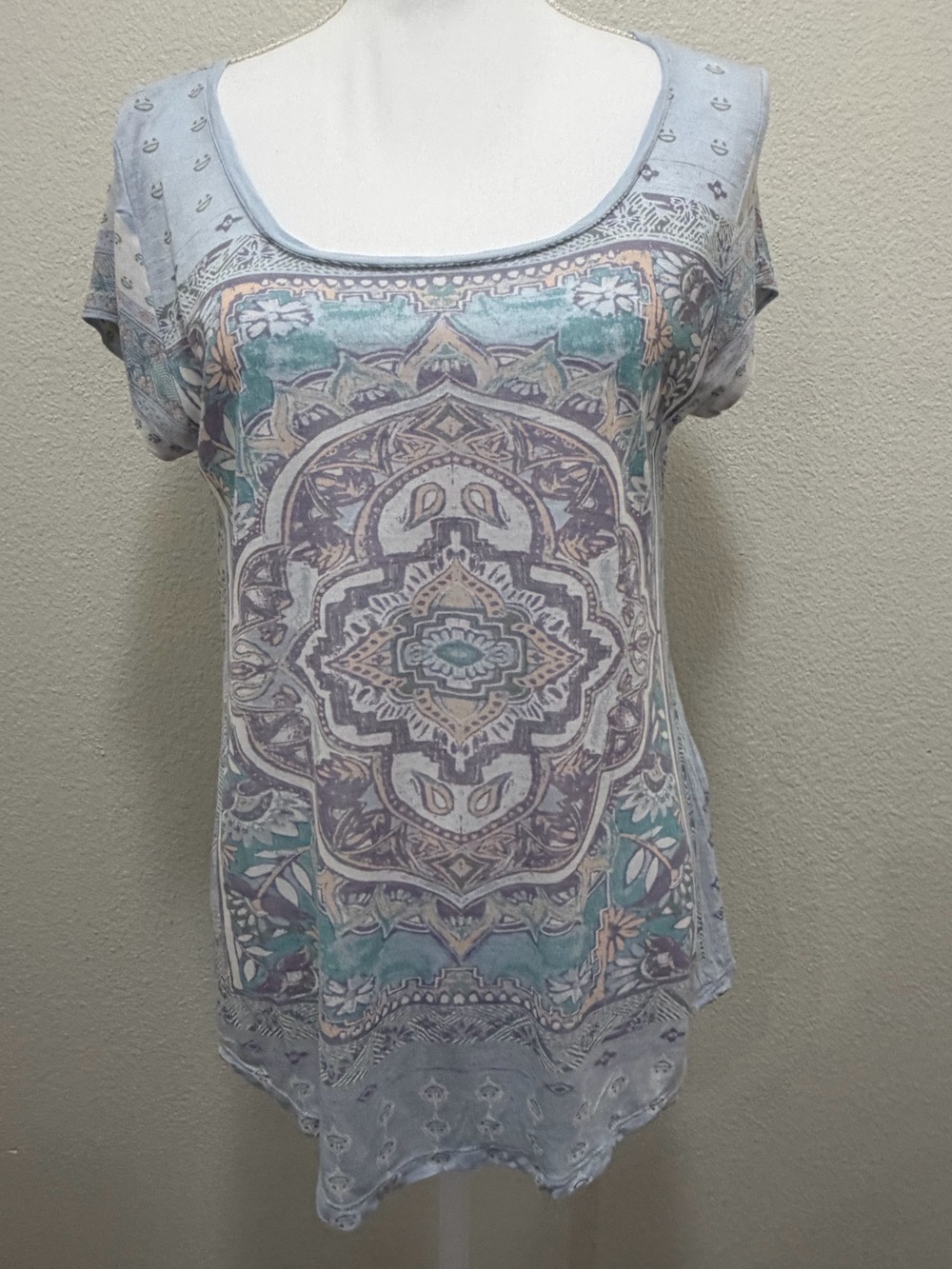 Lucky Brand light blue multi mandala print, lightweight, size small